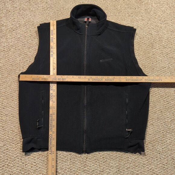 SIMMS Gore Windstopper Fleece Vest Medium Black Full Zip Fishing Outdoor - Picture 2 of 7